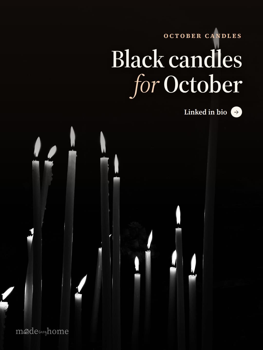 white candles on black background